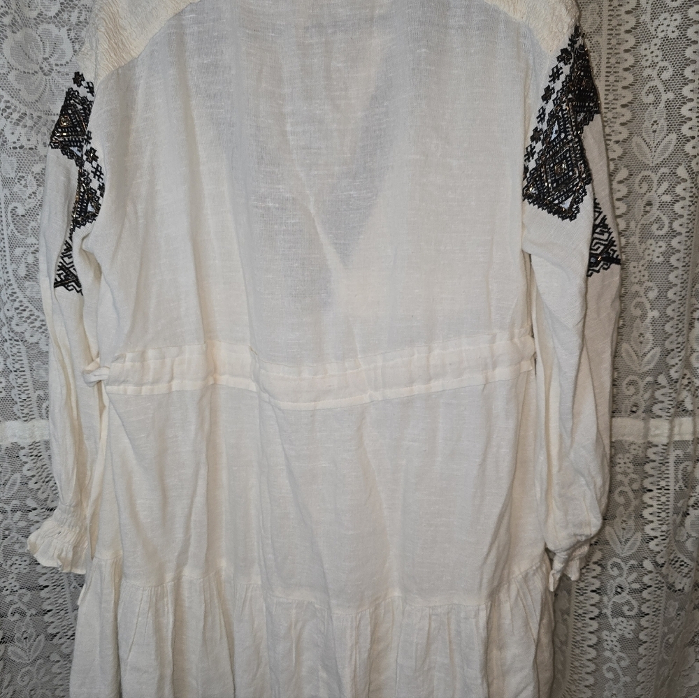 Free People Moonshiner Embellished Collar And Shoulder Long Sleeve Mini Dress, L - Picture 10 of 11